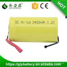 Batterie Rechargeable NICD SC 3400mAh en gros 1.2V avec des onglets